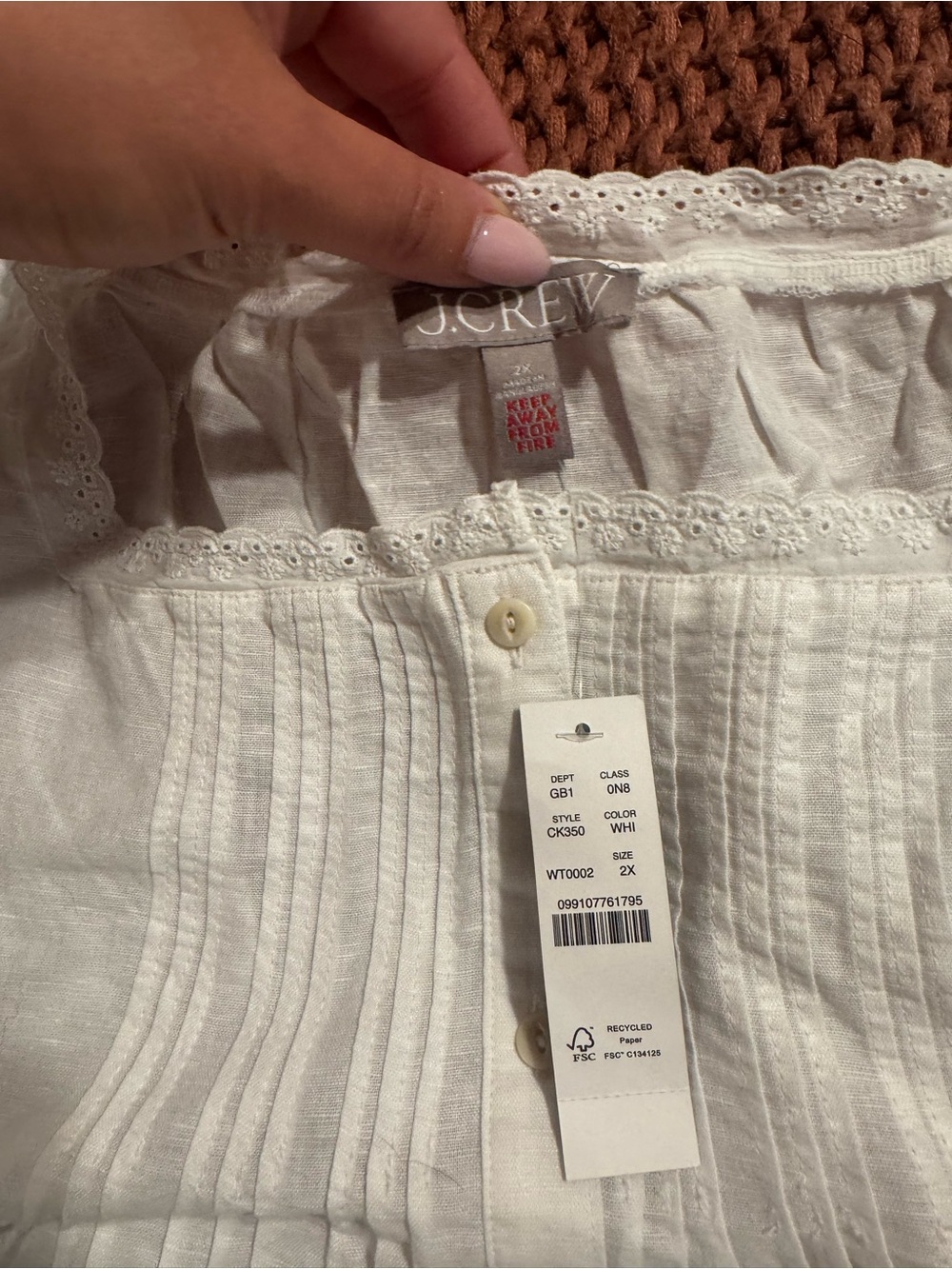J. Crew White Eyelet-Trim Button PJ set - Picture 2 of 5